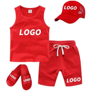 Custom Logo Children Clothing Set Kids Boys Summer Sports Casual Short Sleeve Sets 2 Piece T-shirt Boy Girl Kids Sweatsuit Sets