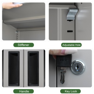 Metallschrank mit Glastür Aufbewahrungsschränke Möbel 2-stufige Verstellbare Regale Aufbewahrungsorganizer für Büro und Vorratskammer - Product Image 5