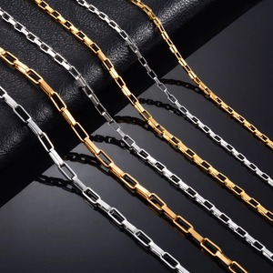 Collar Rectangular de Acero Inoxidable de Moda, Cadena Larga para Mujer y Hombre, Color Plata/Dorado, Gargantilla, Accesorio de Joyería Metálica - Product Image 2
