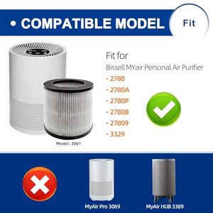Compatible con Bissell <span class=keywords><strong>MyAir</strong></span> Personal 2801, 2780, 2780A, 2780B, 2780P, 27809, filtro de alta eficiencia y carbón, paquete de 2 - Product Image 6
