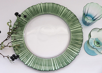 Assiettes de présentation de fête de luxe Assiettes de présentation transparentes en verre martelé à bordure dorée pour mariage