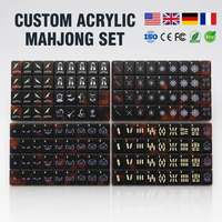Tuiles de Mahjong Américaines Personnalisées en Acrylique, 160 Pièces, Logo Personnalisé, Qualité Premium, Fabricant OEM, Vente en Gros, Étui de Voyage