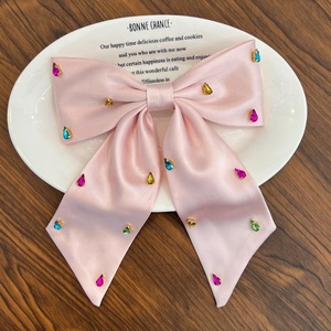 Trendy Elegant Women Hair Accessories Korean Large Back Head Colored Diamond-studded Bow Knot Hair <b>Clips</b> for Girls Hairgrip - Product Image 4