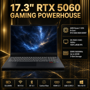 แล็ปท็อปพร้อมการ์ดจอ Nvidia NH62 ขนาด 17.3 นิ้ว 2K 2560x1440 165Hz 100% SRGB Ryzen 7-255 DDR5 64GB <span class=keywords><strong>Windows</strong></span> 11 <span class=keywords><strong>Pro</strong></span> 2 สล็อตพีซี - Product Image 1
