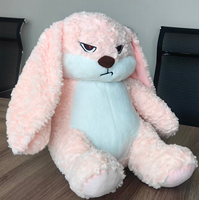 Jouets en peluche lapin en colère en fourrure douce écologique personnalisés, animaux de la ferme, jouets pour enfants, poupées mignonnes et amusantes à vendre