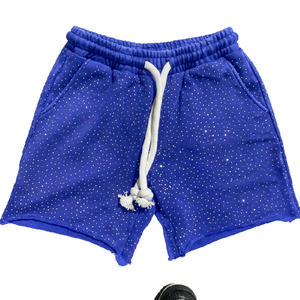 Men's Black Solid Glitter Dot Print Button Fly <b>Shorts</b> with <b>Tassel</b> Casual Mid Waist Knitted Cotton Breathable High Street - Product Image 2