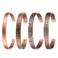 Gelang Magnetik Arthritis Vikinga Healing Cuff Bangles Wanita Set Perhiasan Junhong CBG470 Bentuk Bunga Romantis 99,99% Murni Tiga Lapis