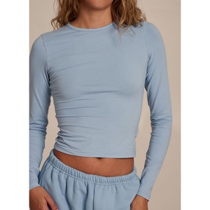 Custom Logo OEM Cotton Long Sleeve Women's Casual Crop Tank <b>Top</b>-Summer Woven Fabric - Product Image 1