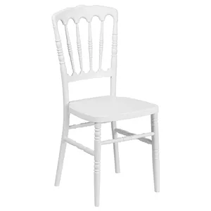 批发白色躺椅可堆叠PP塑料拿破仑婚礼树脂椅子，用于派对租赁