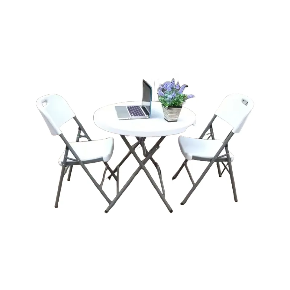 Оптовая продажа, пластиковый складной стол, легкий портативный Круглый складной столик для вечеринки, кофе, пикника, кемпинга, белого цвета