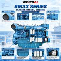 Moteur diesel de propulsion marine WEICHAI 6M33C750-18, 551 kW, 739 CV, 1800 tr/min, 6 cylindres, refroidi par eau, pour remorqueur, navire de transport