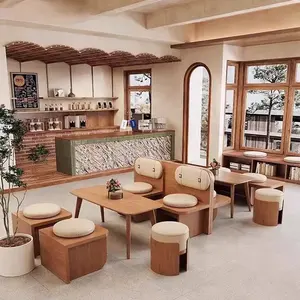 XY Meilleure table et chaise combinaison de restaurant table de café Bar commercial restauration Salon de thé contre le mur sièges en bois massif