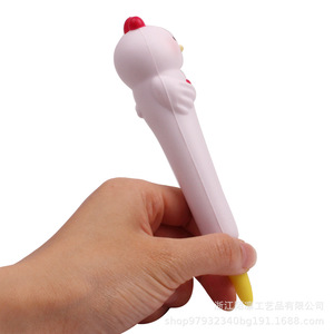 Adorable figurine de poulet pour stylo, en PU souple, aide à l'écriture, cadeau, jouet - Product Image 5