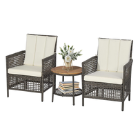 Ensemble de chaises de patio en rotin, canapé bistro en osier et fauteuils avec table d'appoint pour jardin et balcon (vente en gros)