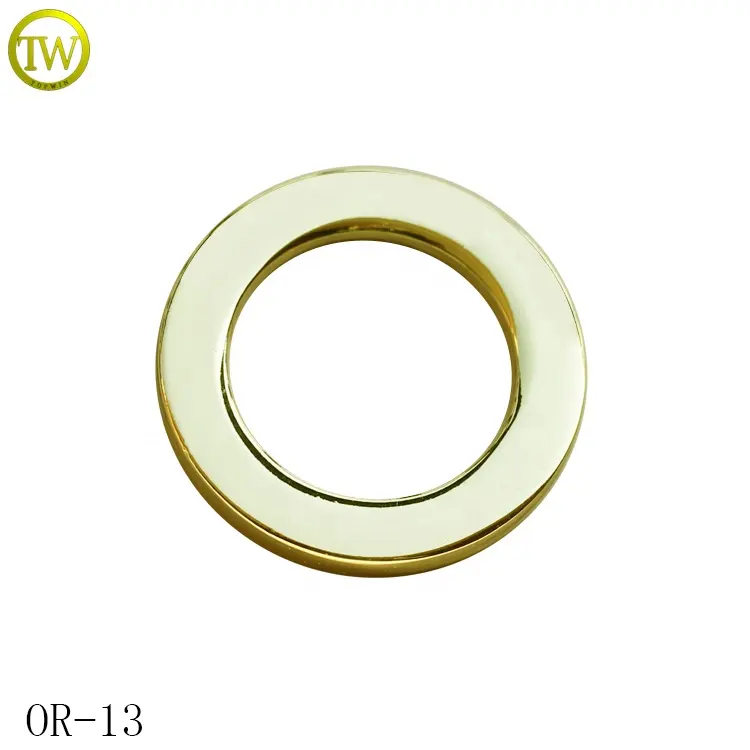 Hebillas de anillo redondo de metal hechas por el proveedor de China, anillo plano redondo de metal dorado claro para bolsos y zapatos