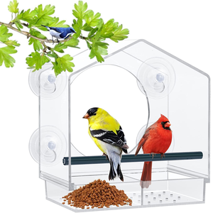 Rõ ràng Acrylic cửa sổ chim trung chuyển bên ngoài cửa sổ gắn kết trong suốt Nhà chim hoang dã với cốc hút mạnh mẽ - Product Image 1
