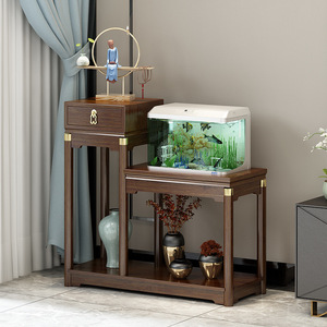 Wood Console <b>Table</b> With Shelf For Living Room Storage And Display Asian Style - Product Image 3