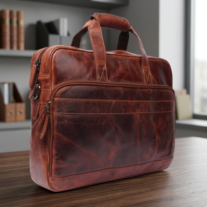 Real Cow Buffalo Leather Genuine <b>Laptop</b> Briefcase Large Capacity Lightweight Durable Waterproof Eco-Friendly <b>Laptop</b> Bag - Product Image 1