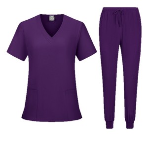 V-Neck Short Sleeve Scrub <b>Tops</b> For Women Moisture Wicking Knitted Hospital Uniforms With Pockets Size S XXL - Product Image 5