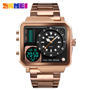 Célèbre <span class=keywords><strong>skmei</strong></span> montre numérique analogique quartz or <span class=keywords><strong>1392</strong></span> chiffres montres de luxe pour hommes montres en acier inoxydable doré - Product Image 4