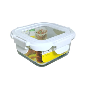 Plat carré en verre borosilicate haute qualité, design personnalisé, moderne, compatible micro-ondes, hermétique, résistant au congélateur, sans BPA, écologique, compatible lave-vaisselle - Product Image 1