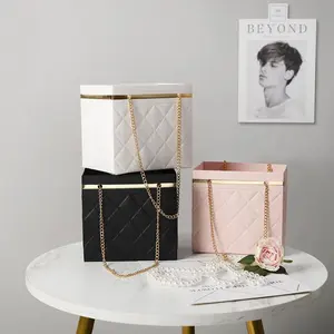 Nueva moda de lujo, ramo de flores, cajas de bolsas de papel de embalaje, caja de regalo de papel cuadrada, cajas de ramos de rosas para flores