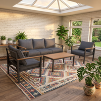 Ensemble de canapé d'extérieur portable Joye Leisure avec cadre en aluminium, design minimaliste moderne, table basse et chaises pour usage hôtelier