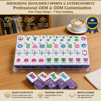 Mahjong Akrilik Motif Marmer Mewah, Ubin Standar Dilukis Tangan, Label Pribadi Kustom Grosir untuk Permainan 4 Pemain