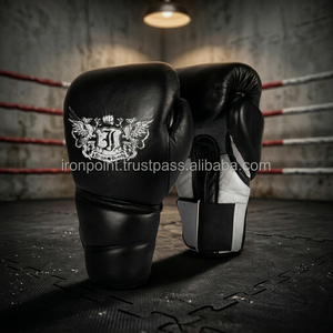 Revolutionary IRON PUNCH IP-74 12oz 16oz Top Grade Cowhide Leather Hook Loop Boxing <b>Gloves</b> Thick 4-Layer Padding Custom Printed - Product Image 3
