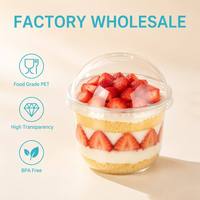 Bol à dessert en plastique transparent rond de 30 oz avec couvercle à clipser, récipient jetable transparent pour gâteau aux fruits à plusieurs étages