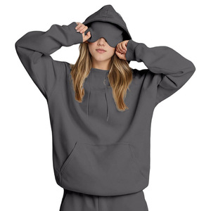 Custom Logo Women Built-In <b>Eye</b> <b>Mask</b> Hoodie Set 2026 Solid Warm Two Piece - Product Image 2
