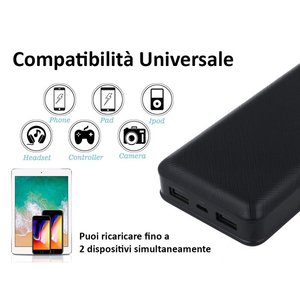 * Presa * batteria al litio esterna portatile portatile 20000mAh colore nero con 2 USB 5V 2.1A SKU-8190 elettronica/ - Product Image 5