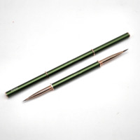 Nouvelle tendance : Pinceau à ongles 2-en-1 double embout avec manche métallique vert pour extensions de cheveux en nylon et détails de peinture