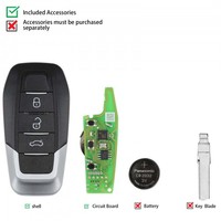 Clé de voiture universelle filaire à 3 boutons Chenghao Xhorse XKFEF1EN en matériau PP, Zhejiang, pour VVDI