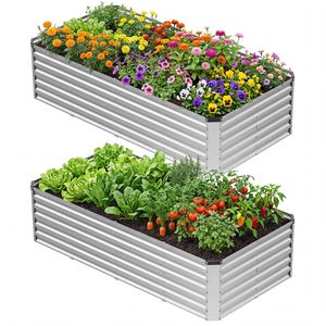 GADI Bac à légumes surélevé en métal moderne avec trous de drainage, 2 ensembles de bacs à plantes galvanisés <span class=keywords><strong>pour</strong></span> légumes, fleurs, herbes et succulentes - Product Image 6