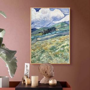 100% dipinto a mano <span class=keywords><strong>Van</strong></span> <span class=keywords><strong>Gogh</strong></span> campo di grano paesaggio tela pittura a olio paesaggio ldylic verde pittura dorata - Product Image 3