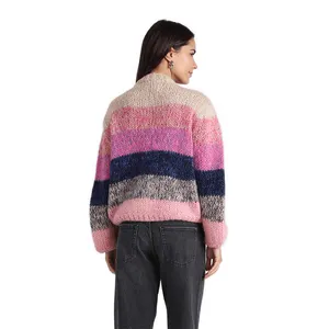 YT Fashion sweater pullover wanita, gaya klasik fabrikasi menakjubkan rib rajut leher V lengan panjang