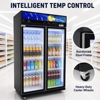 Armoire à boissons verticale commerciale sur mesure avec porte en verre trempé à large vue pour les supermarchés