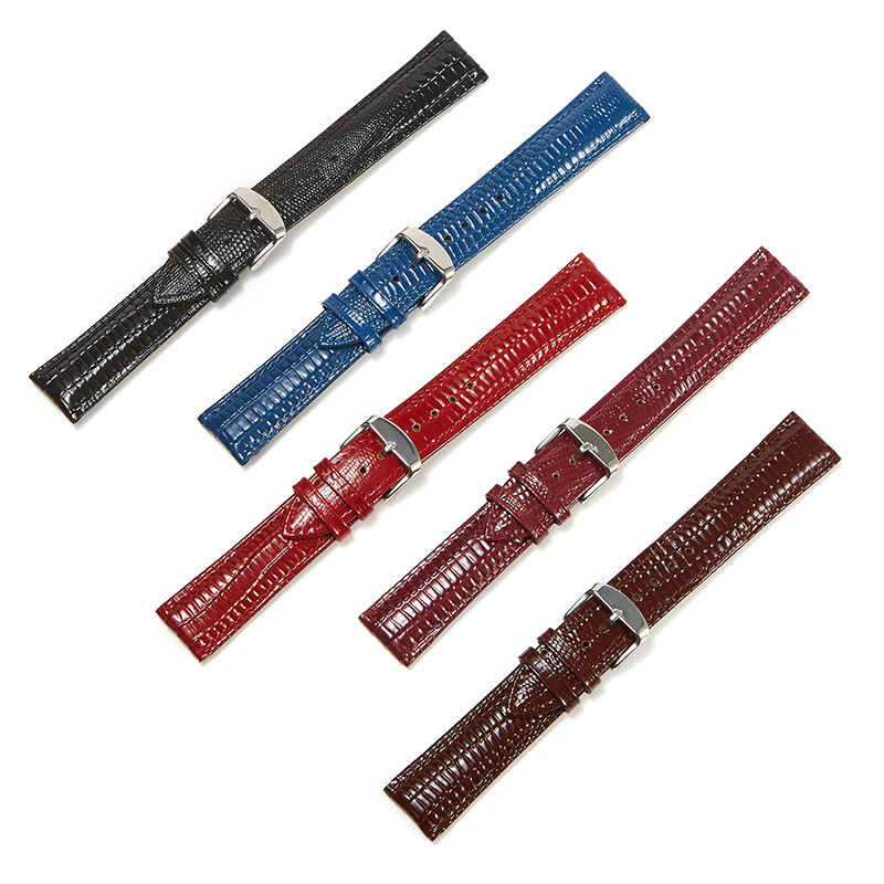 Wholesale Customizable 22mm Lizard Grain Calfskin Genuine Watch Straps Leather 12-24mm OEM/ODM Available Bulk Stock Ready