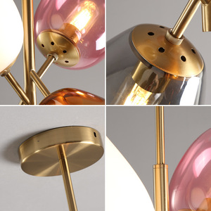 โคมไฟระย้าทรงบอลลูนแก้วสไตล์มินิมอลแบบนอร์ดิก พร้อมฐานหลอดไฟ E26 สำหรับใช้ในโรงแรม โคมไฟห้อยเพดานดีไซน์สร้างสรรค์สำหรับห้องนอนเด็ก ห้องรับประทานอาหาร - Product Image 5