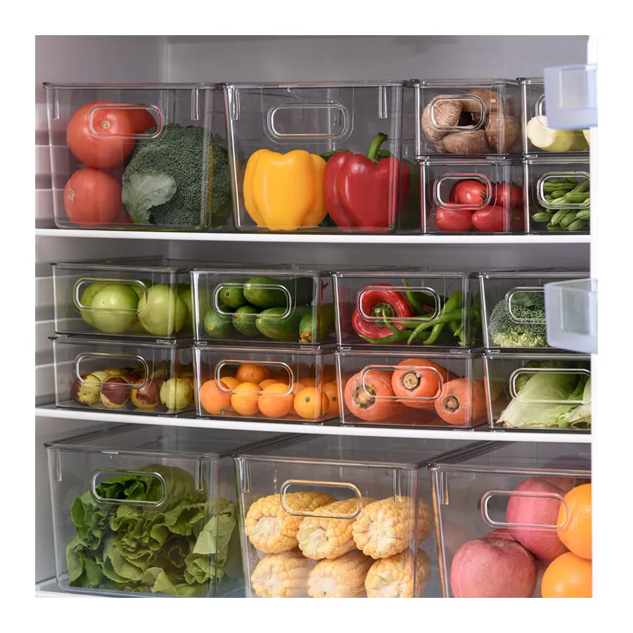 상자 식품 냉장고 쓰레기통 주방 주최자 투명 뚜껑 플라스틱 현대 식품 저장실 고품질 뜨거운 저장 용기