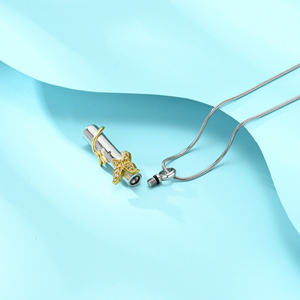 Jijd1016 cilindro avvolto a farfalla in acciaio inossidabile gioielli di cremazione animale umano cenere ciondolo ricordo - Product Image 3