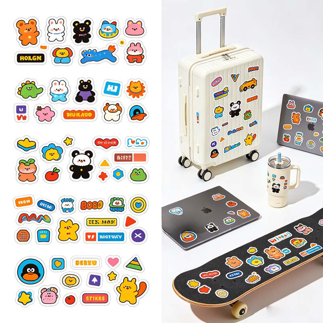 Custom Removable Self Adhesive Laptop Stickers Cartoon Wall Decals Die Cut Waterproof PVC Vinyl Stickers UV Printed
