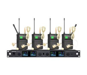 Sistema de micrófono inalámbrico profesional de 4 canales UHF 4U de largo alcance (300m) con tecnología True Diversity para presentaciones en escenario. - Product Image 4