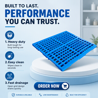 Palette en plastique à neuf pattes en HDPE, format standard, à grille, pour chariot élévateur quatre voies, empilable, pour entrepôt et logistique, renforcée en acier, haute résistance