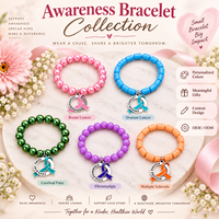Bracelet Ruban de Sensibilisation aux Maladies : Cancer du Sein, Paralysie Cérébrale, Fibromyalgie, Maladie d'Alzheimer, Multiple Sclérose - Bijoux Ruban