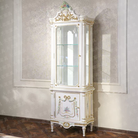 Armoire à vin de luxe en bois massif de style français, armoire peinte à la main pour le salon, présentoir et rangement mural à 2 portes