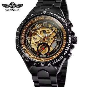 Suxuan Winner 8067 montre mécanique précise Golden Men bracelet en acier étanche à l'eau Vive ensemble de montres d'affaires automatiques - Product Image 4