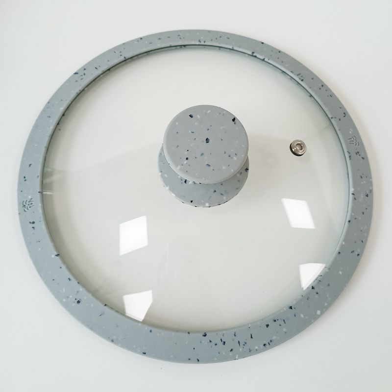 Marble silicone rim glass lid