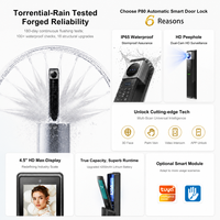 Serrure de porte intelligente Vertexis avec reconnaissance faciale 3D, interphone vidéo WiFi, application Tuya Smart Home, IP65 pour portes en bois/acier/aluminium